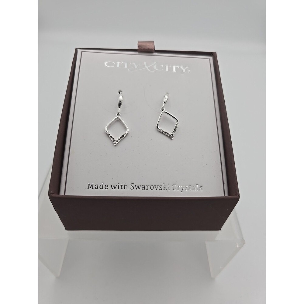 City x City Swarovski Crystal Infinity Twist Earrings In Gift Box